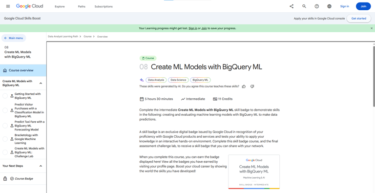 Create ML Models with BigQuery ML