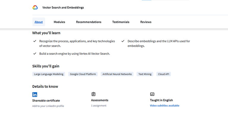 Vector Search and Embeddings- google ai courses