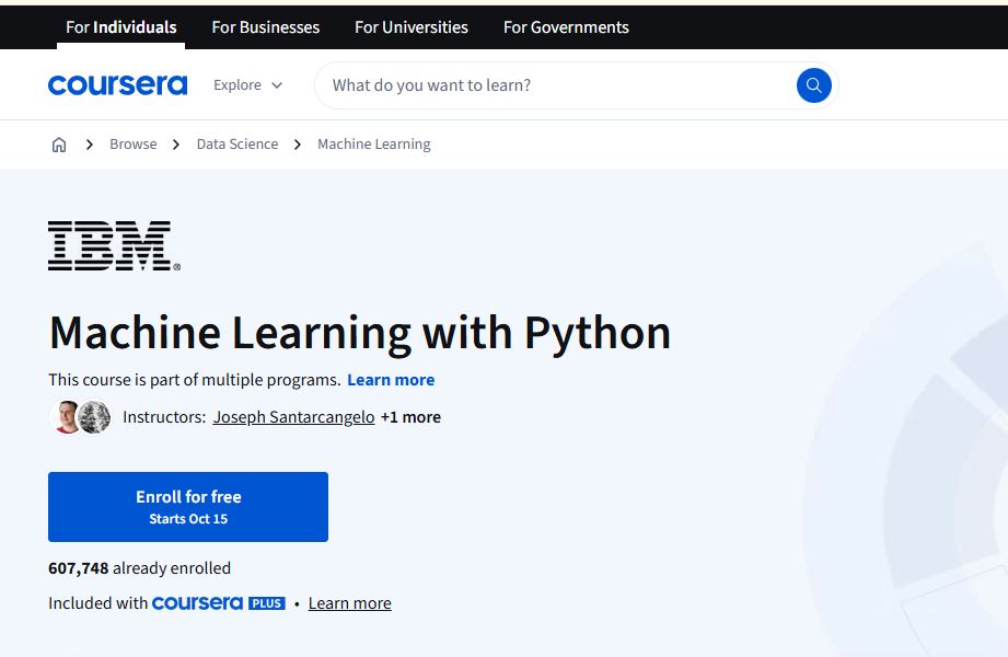 IBM machine learning Course