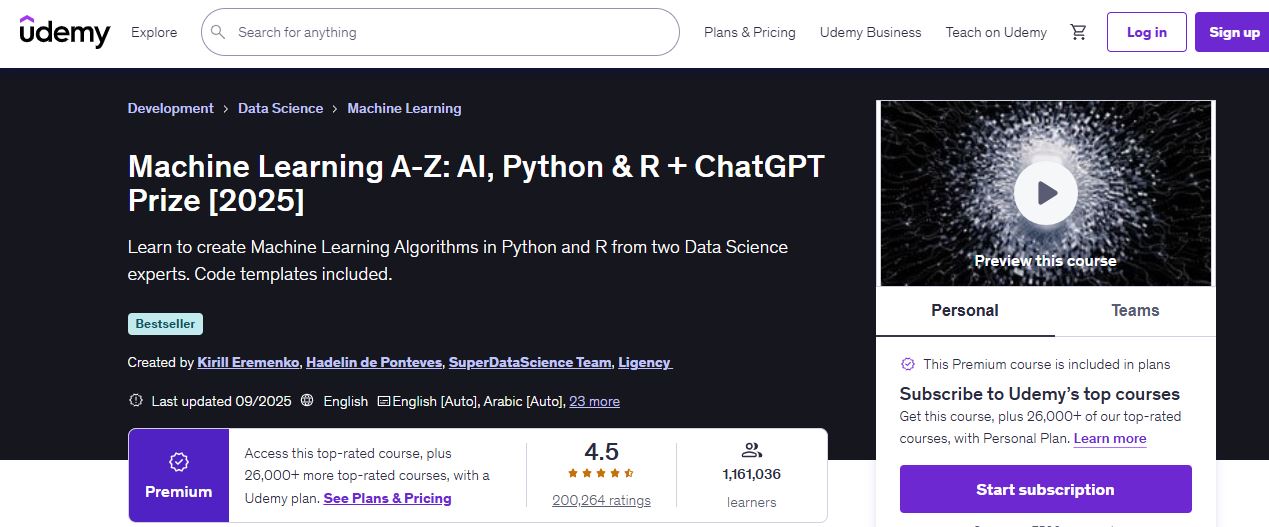 Udemy Machine Learning Course