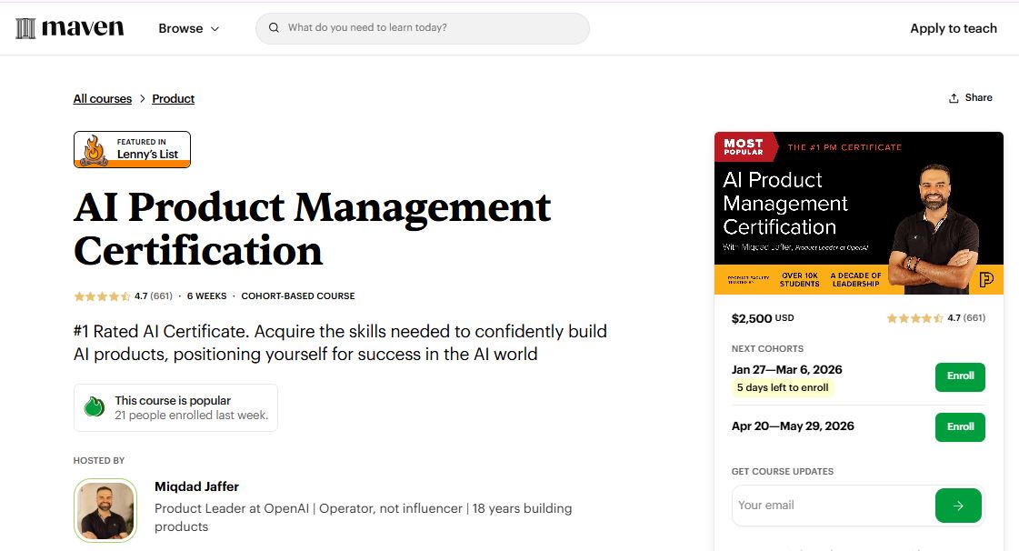 AI Product management courses Maven