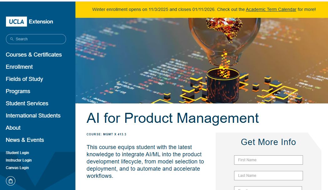 AI Product management courses UCLA