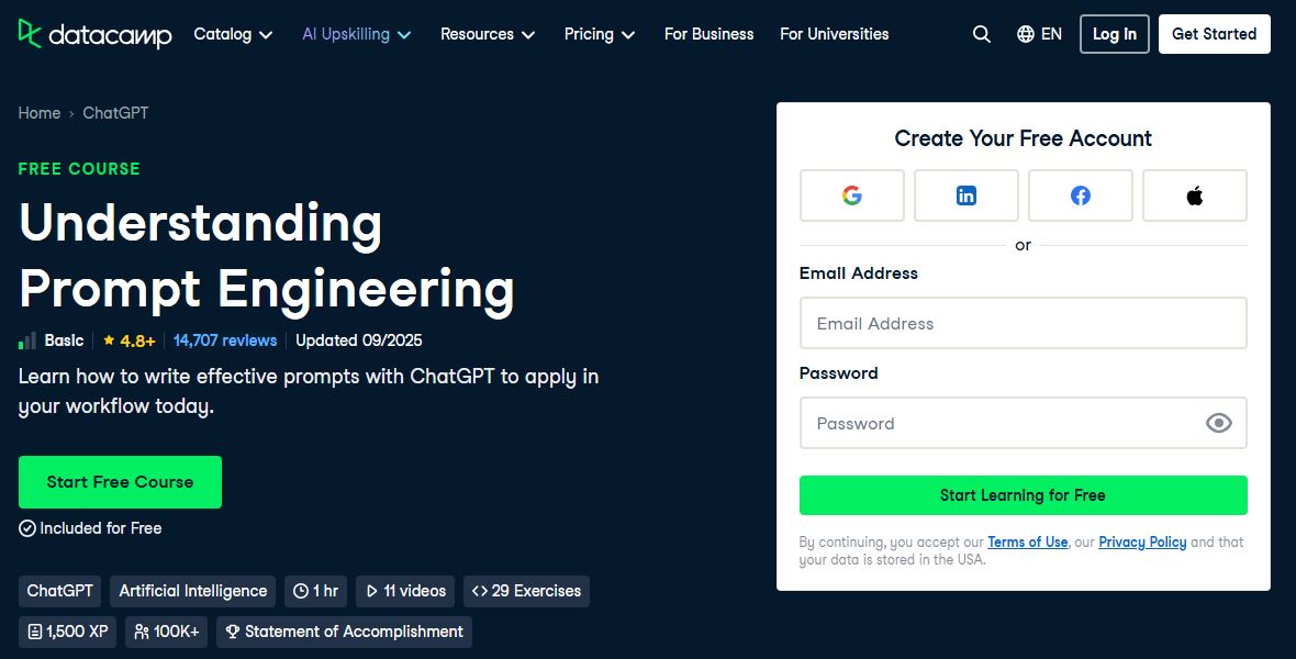 Datacamp prompt engineering courses