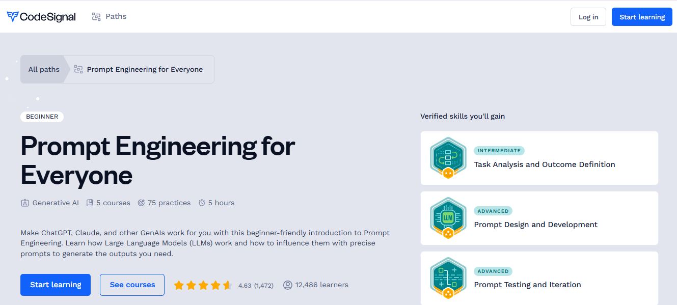 Codesignal prompt engineering courses